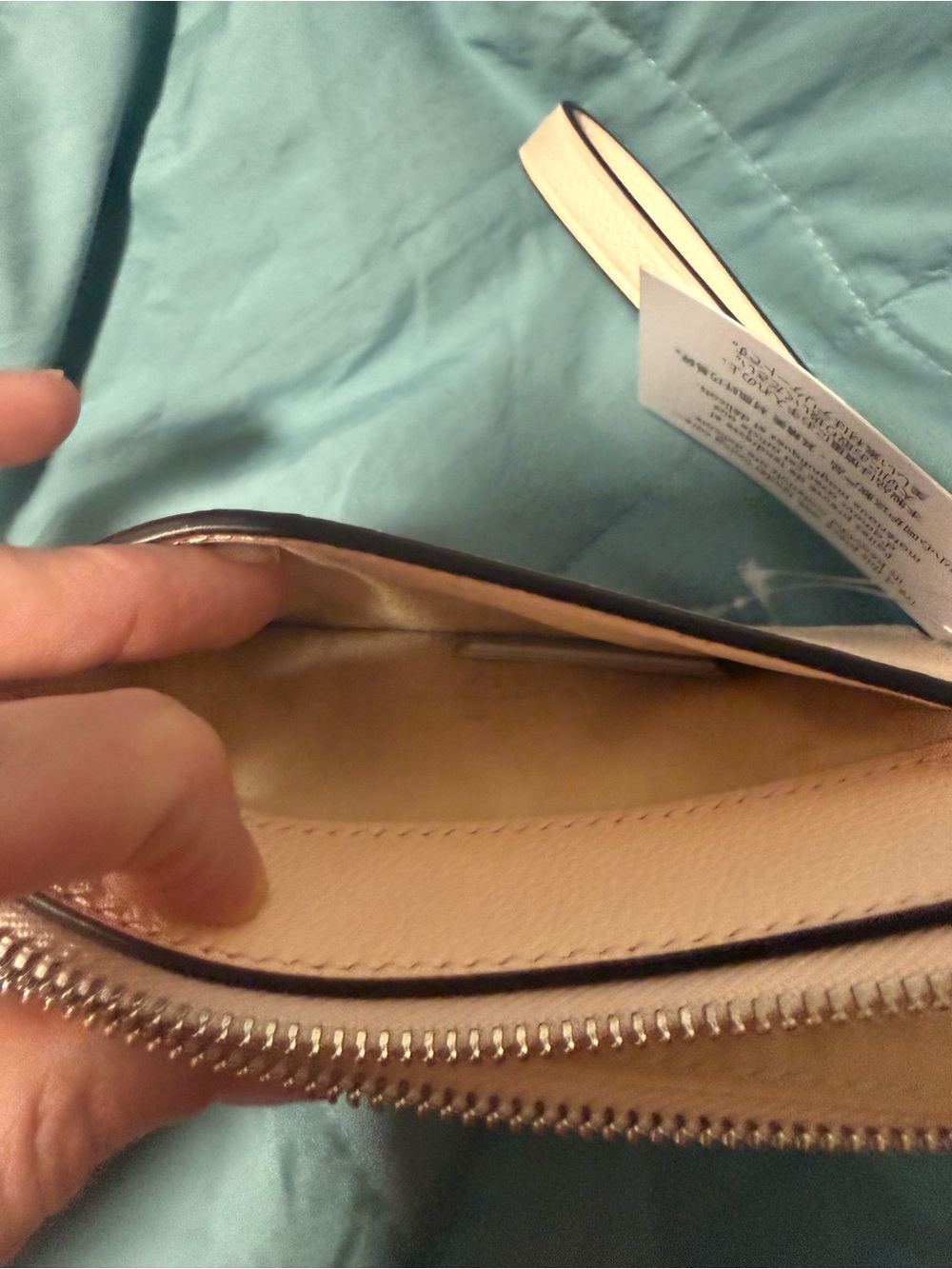 kate spade Cream Floral Appliqué Wristlet with Green and Tan Accents - Picture 7 of 9